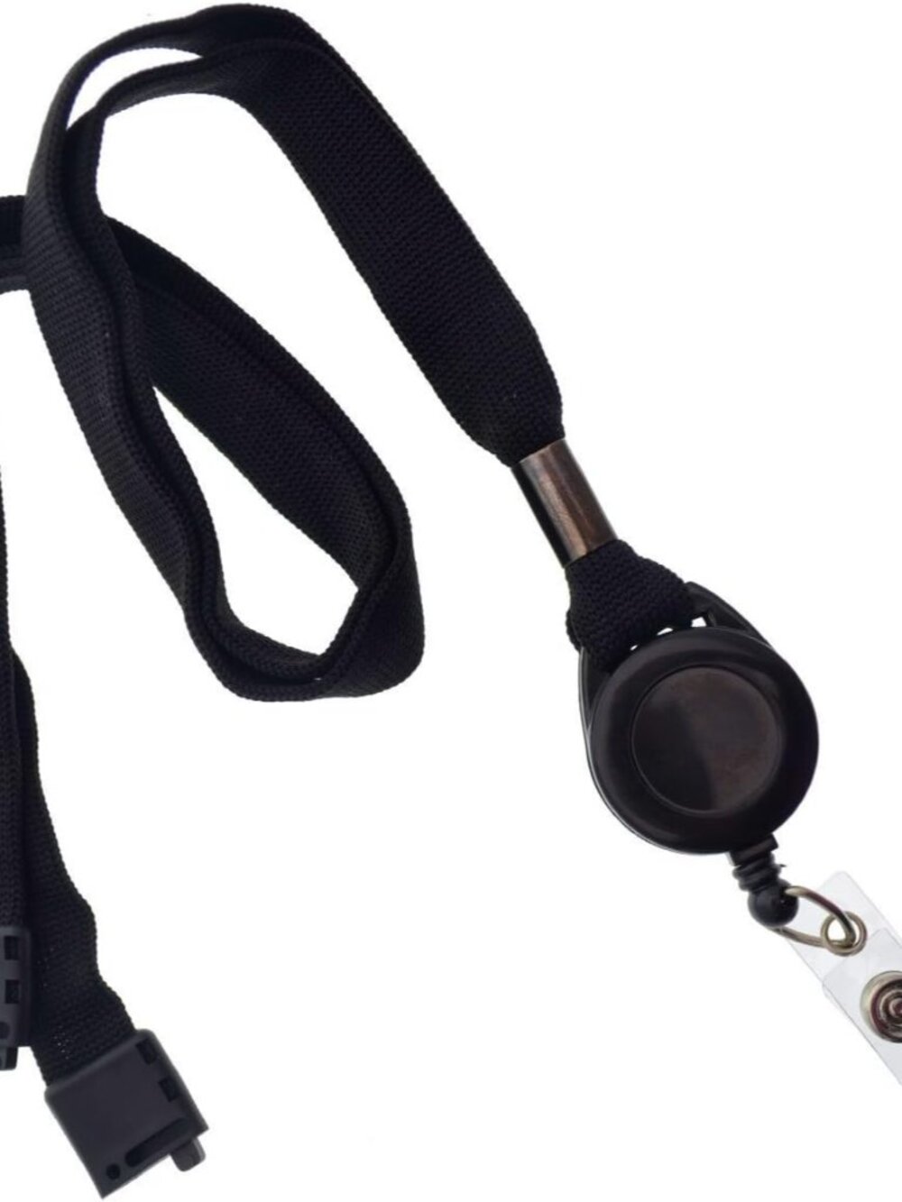 5 Pack - Comfort Black Breakaway Lanyard & Retractable Badge Reel Combo - Stretc